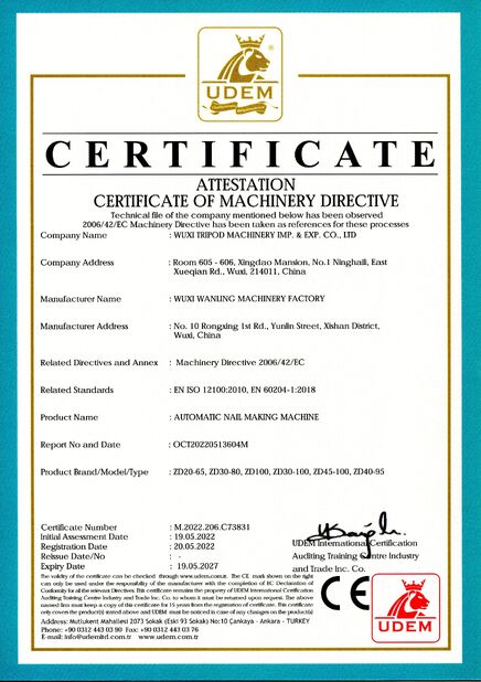 চীন Wuxi Tripod Machinery Imp. & Exp. Co., Ltd. সার্টিফিকেশন